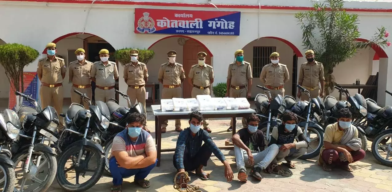 बन्द होटल में ठहरे बदमाशों से गंगोह पुलिस की मुठभेड़, 5 शातिर चोर पकड़े, 16 मोटरसाइकिल बरामद
