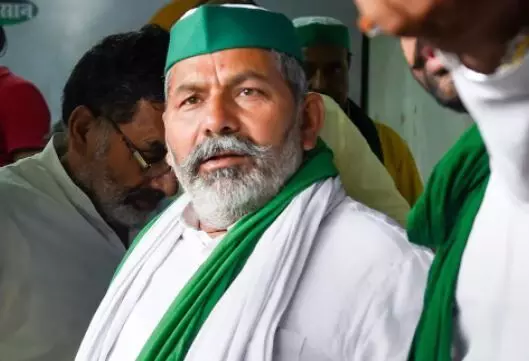 भाकियू नेता राकेश टिकैत ने दिल्ली में दिया धरना