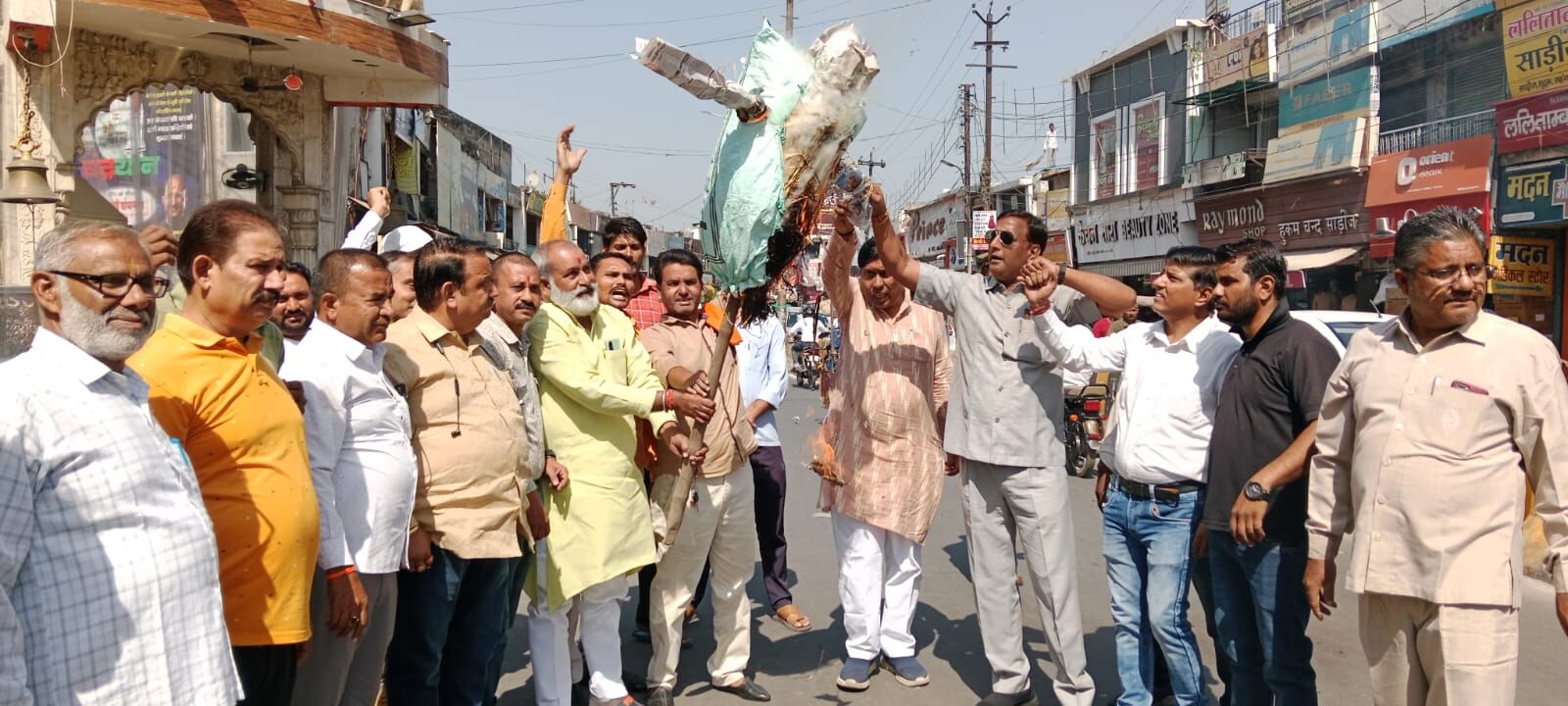 हिंदू संघर्ष समिति ने फूंका आतंकवादी संगठन हमास का पुतला