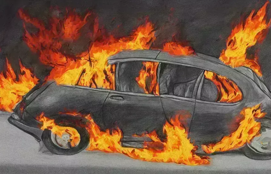 MUZAFFARNAGAR-हाईवे पर दौड़ती कार में लगी आग, परिवार बचा