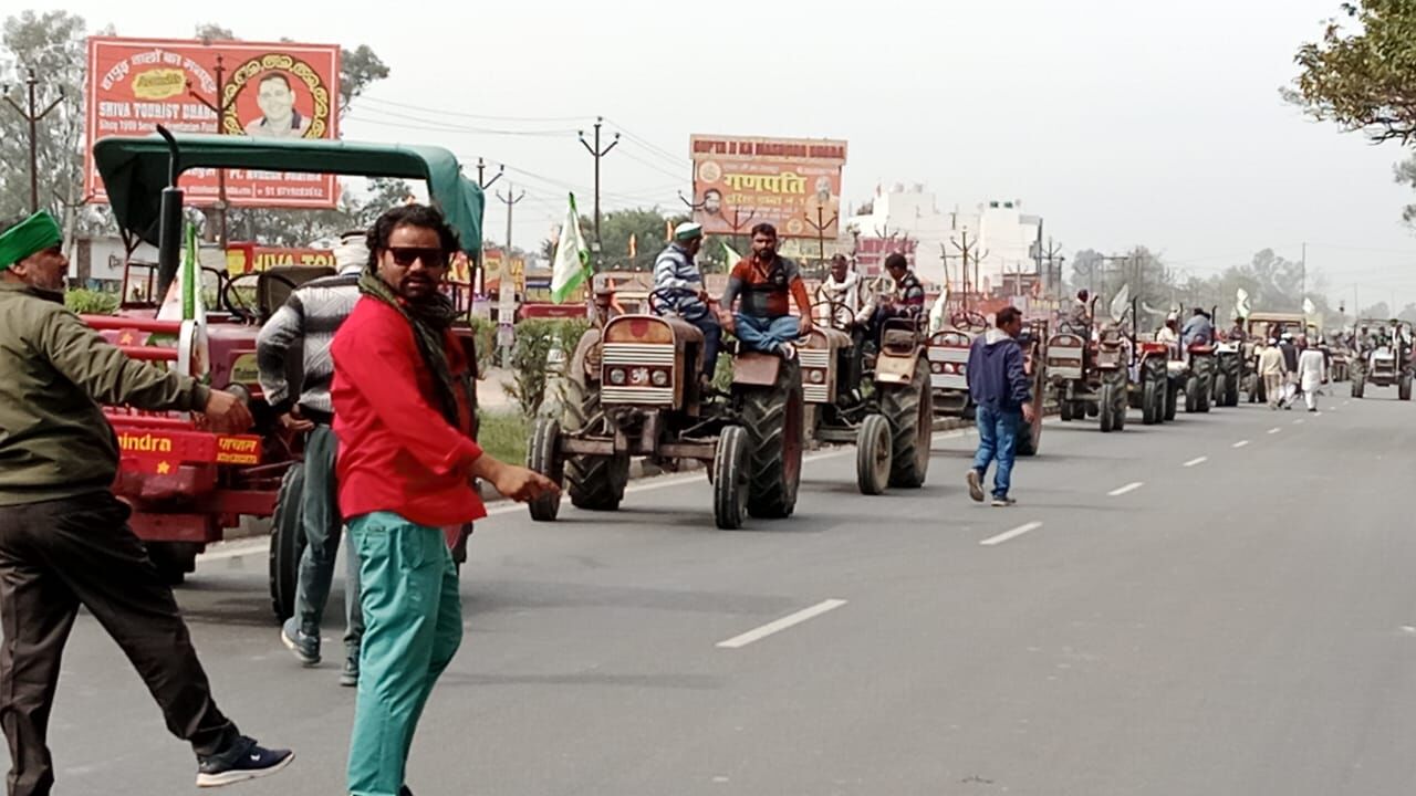 भाकियू का शक्ति प्रदर्शन-हाईवे पर रहा किसानों का कब्जा